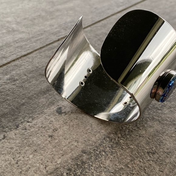 Vintage Sarah Coventry Cleopatra Cuff Blue Confetti Lucite Modern Space Age - Picture 6 of 14